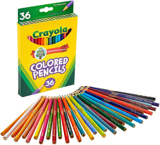 Crayola Juego de lápices de colores, colores surtidos, 36 unidades, largo