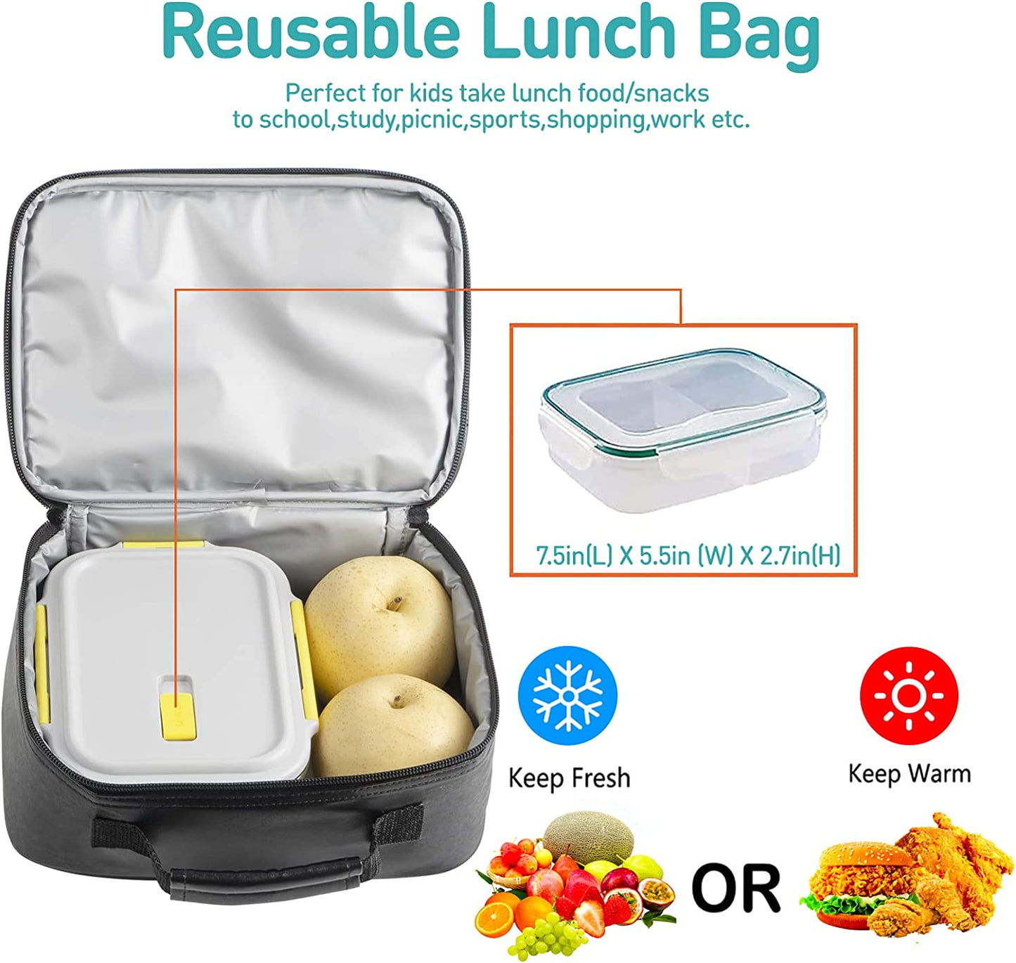 Tongtai Lonchera para niños, bolsa de almuerzo aislada de cuero