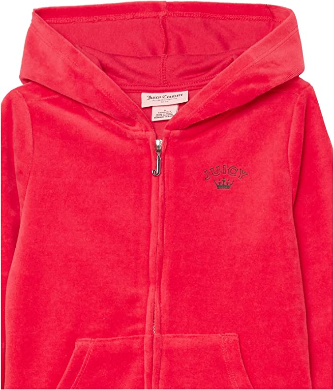 Juicy Couture Conjunto de 3 piezas con capucha para niñas Rojo True