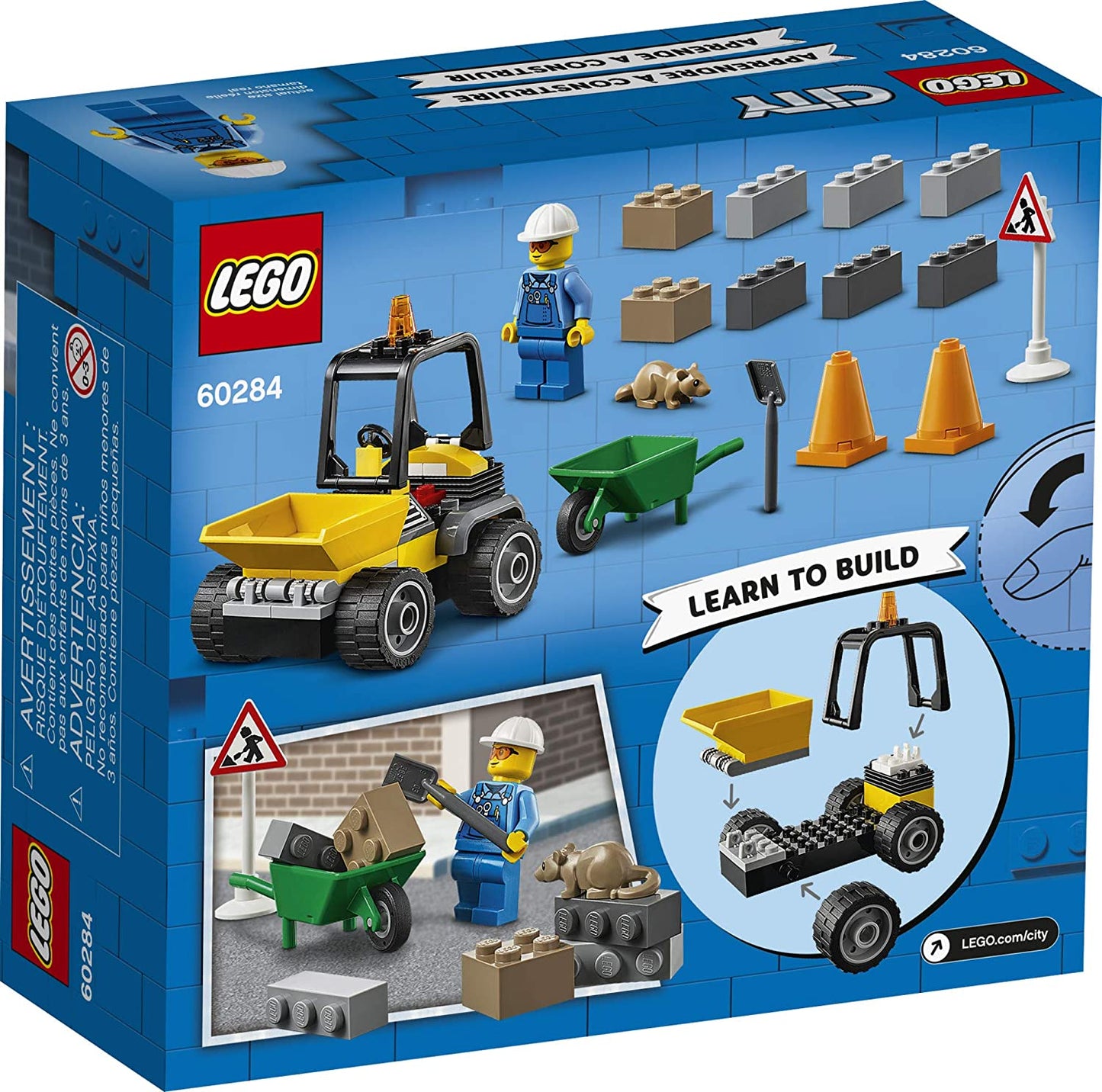 LEGO Roadwork Truck 60284 Building Set  58 Piezas - Niños de 4 +.