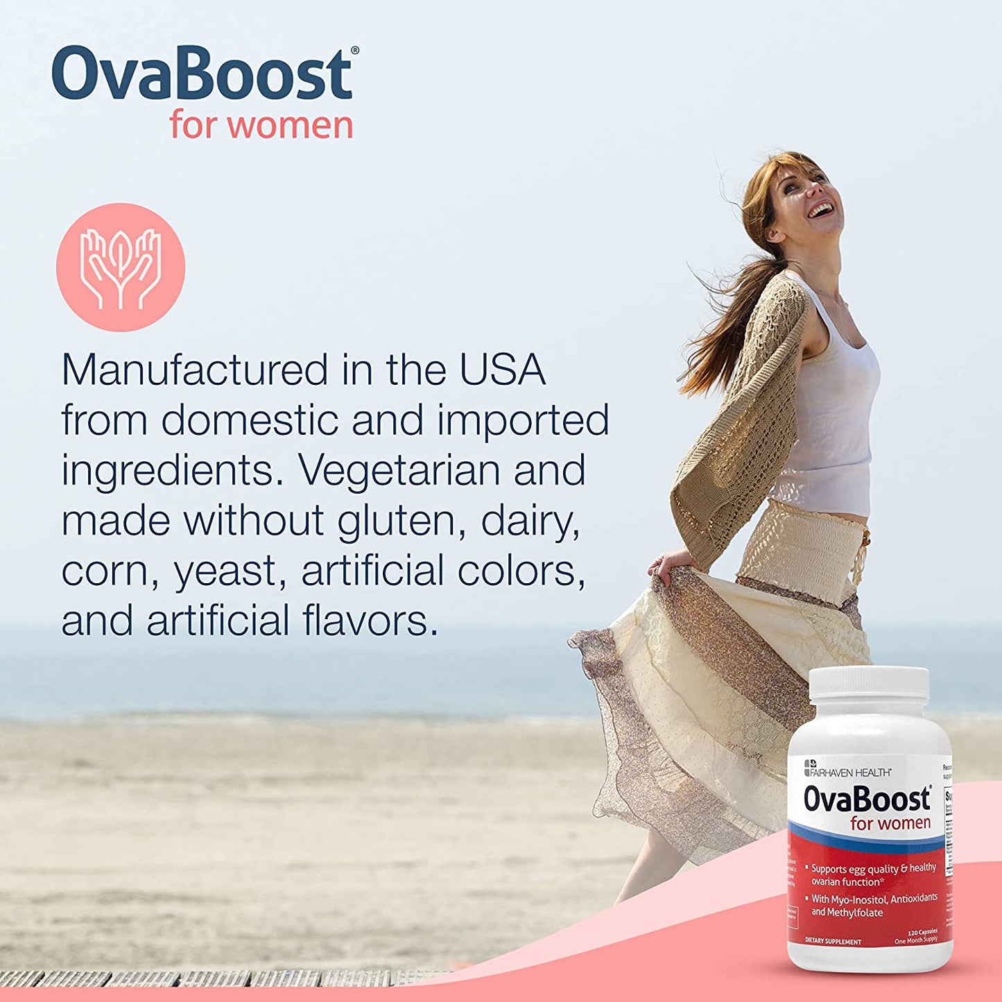 Fairhaven Health Ovaboost Con Myo-Inositol, Folato, CoQ10, y Vitaminas - Womens Ovulation & Egg Quality - Suplemento Natural de Fertilidad 120 Capsulas