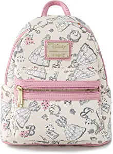 Loungefly Disney Beauty and the Beast Belle - Bolso de hombro con doble correa para mujer, Multi