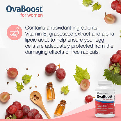 Fairhaven Health Ovaboost Con Myo-Inositol, Folato, CoQ10, y Vitaminas - Womens Ovulation & Egg Quality - Suplemento Natural de Fertilidad 120 Capsulas