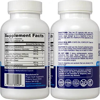 Suplementos de Serotonina y Dopamina. Mucuna Pruriens, 5-HTP, magnesio y más. DR. Maxell, 60 Capsulas.
