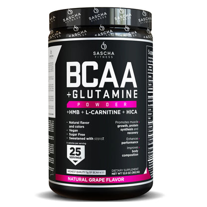 BCAA NATURAL  + GLUTAMINE 362 GR. SASCHA FITNESS