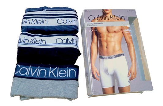 Calvin Klein - Calzoncillos tipo bóxer de algodón para hombre pack 3 und (azul- plomo - negro)