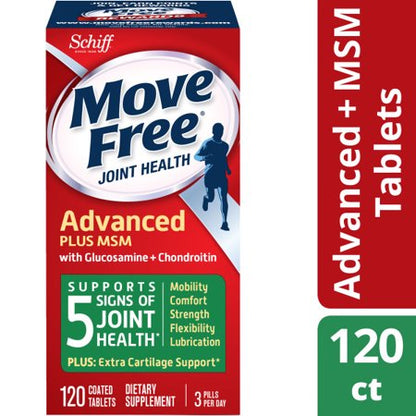Move Free Advanced Plus MSM, 120 tablets - Joint Health Supplement with Glucosamina