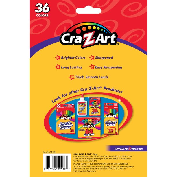 Cra-Z-Art Lápices de colores de madera real, tajados, fuertes y borrables