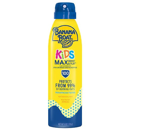 Kids Max Protect & Play Clear Sunscreen Spray  Banana Boat - SPF 100 , 170g