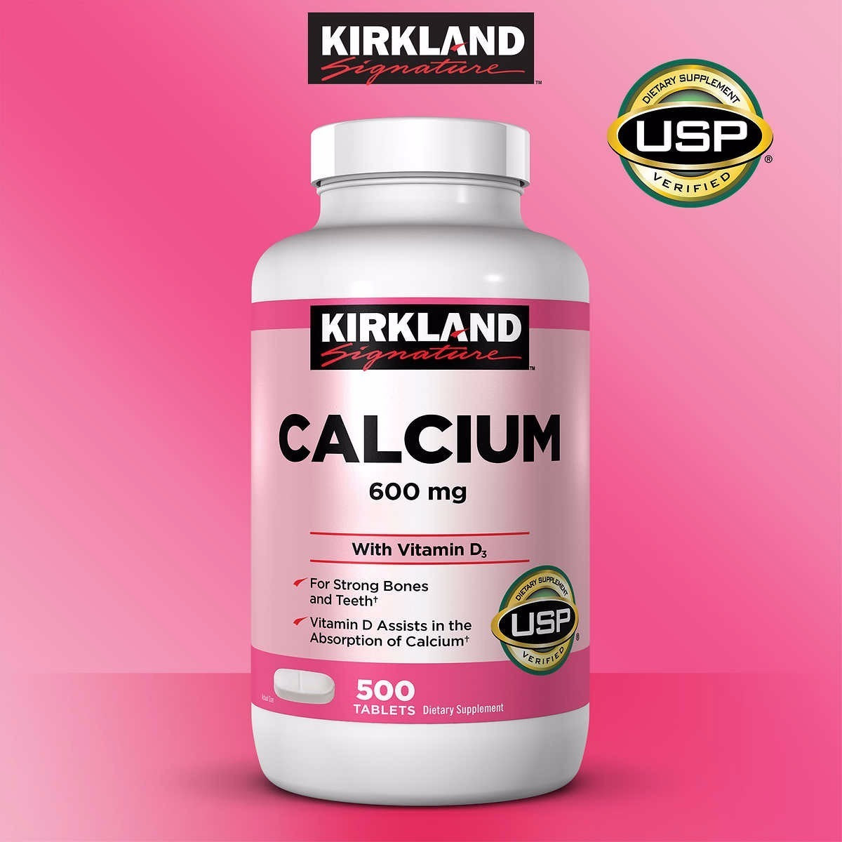 CALCIO 600MG CON D3 - KIRKLAND 500 tabletas