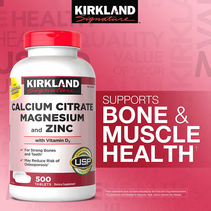 CALCIUM CITRATE, MAGNESIUM & ZINC - KIRKLAND 500 tabletas