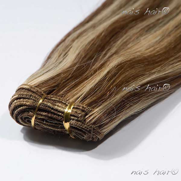 EXTENSIONES DE CABELLO LACIO NATURAL CON MECHAS CON CLIPS 55cm