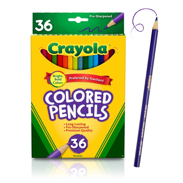 Crayola Juego de lápices de colores, colores surtidos, 36 unidades, largo