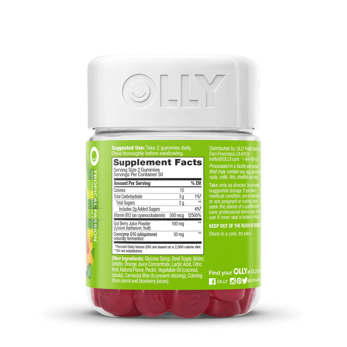 OLLY Daily Energy con Vitamina B12 sabor Tropical Passion-60 Gomitas