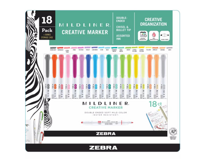 Resaltadores Zebra mildliner colores pasteles 18und