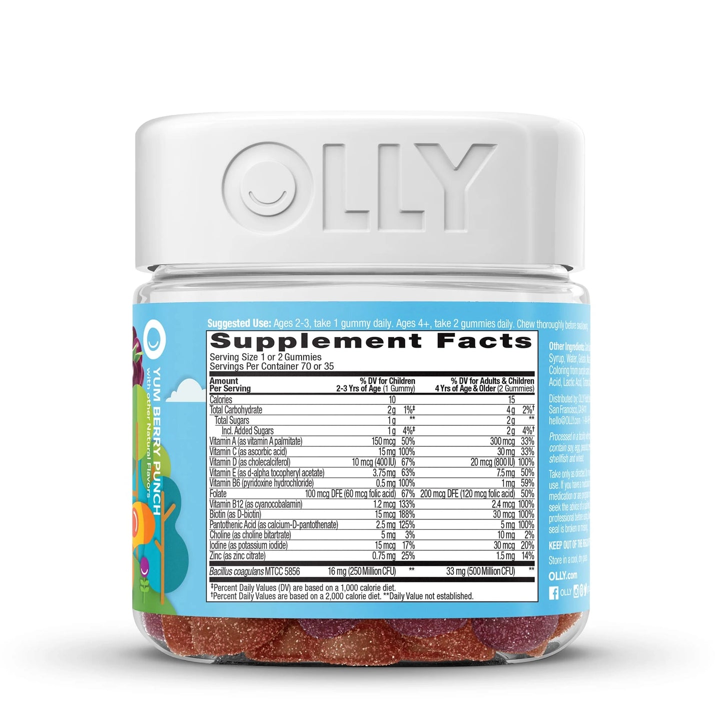 OLLY Kids Multi + Probiotic Gummies Berry Punch - Gomitas