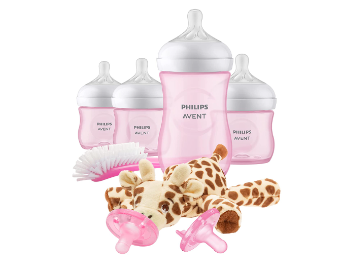 Philips Avent Set de Regalo para Bebé set de biberones  con tetina de respuesta natural. -Color  Rosa - 8 piezas