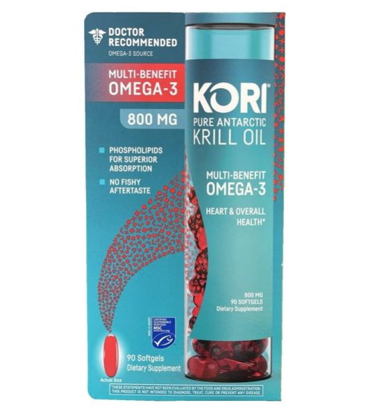 Kori Pure Antarctic Krill Oil Multi-Benefit Omega-3, 800 mg 90 capsulas