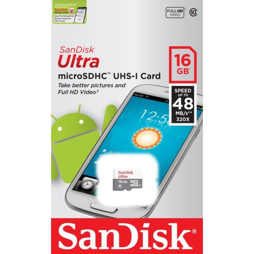 Sandisk Ultra micro SDHC UHS-I Card 16 GB Up to 48MB/S